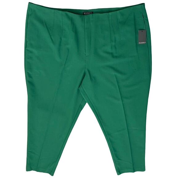 Eloquii Hunter Green Stretch Slacks Trousers Tapered Leg size 28 NEW Tags - Picture 1 of 9